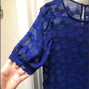 Pretty blue Sheer puff sleeve blouse